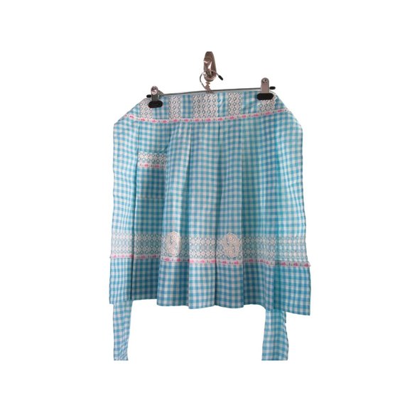 Blue Gingham Bunny Ribbon Trim Cross Stitch Accent Easter Apron Handcrafted GUC - Picture 3 of 16